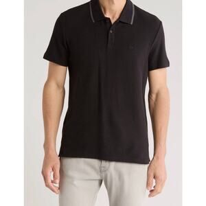 Calvin Klein Basketweave Polo in black, made from 100% cotton Size Large